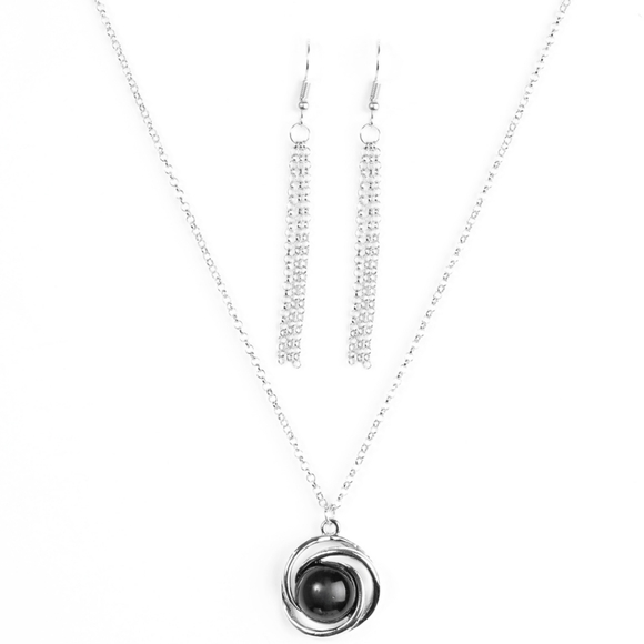 SOLD "Ripple Effect" - Silver Necklace With Black Stone - Picture 3 of 3